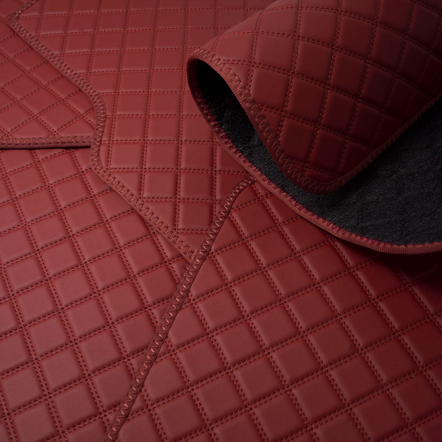 Dark Red Nappa Leather Car Mats